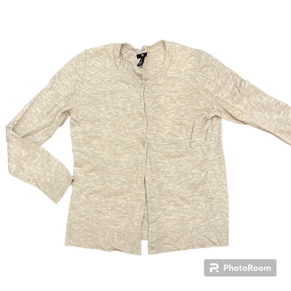 GAP Lightweight Light Grey Button Down Cardigan Classic Style Crewneck Size L